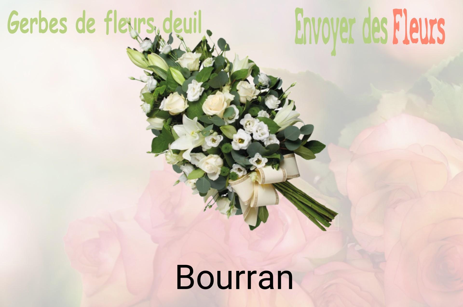 Gerbe de fleurs de deuil livrée à Bourran